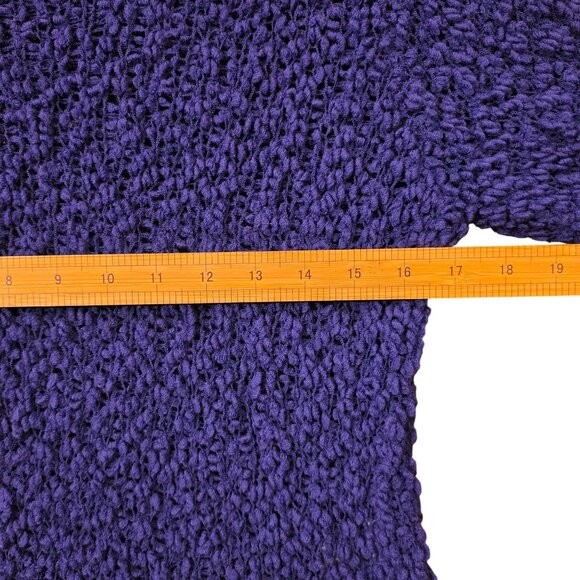 Eileen Fisher Blue Violet Nubby Italian Wool Blend Funnel Mock Neck Sweater L - Picture 10 of 11